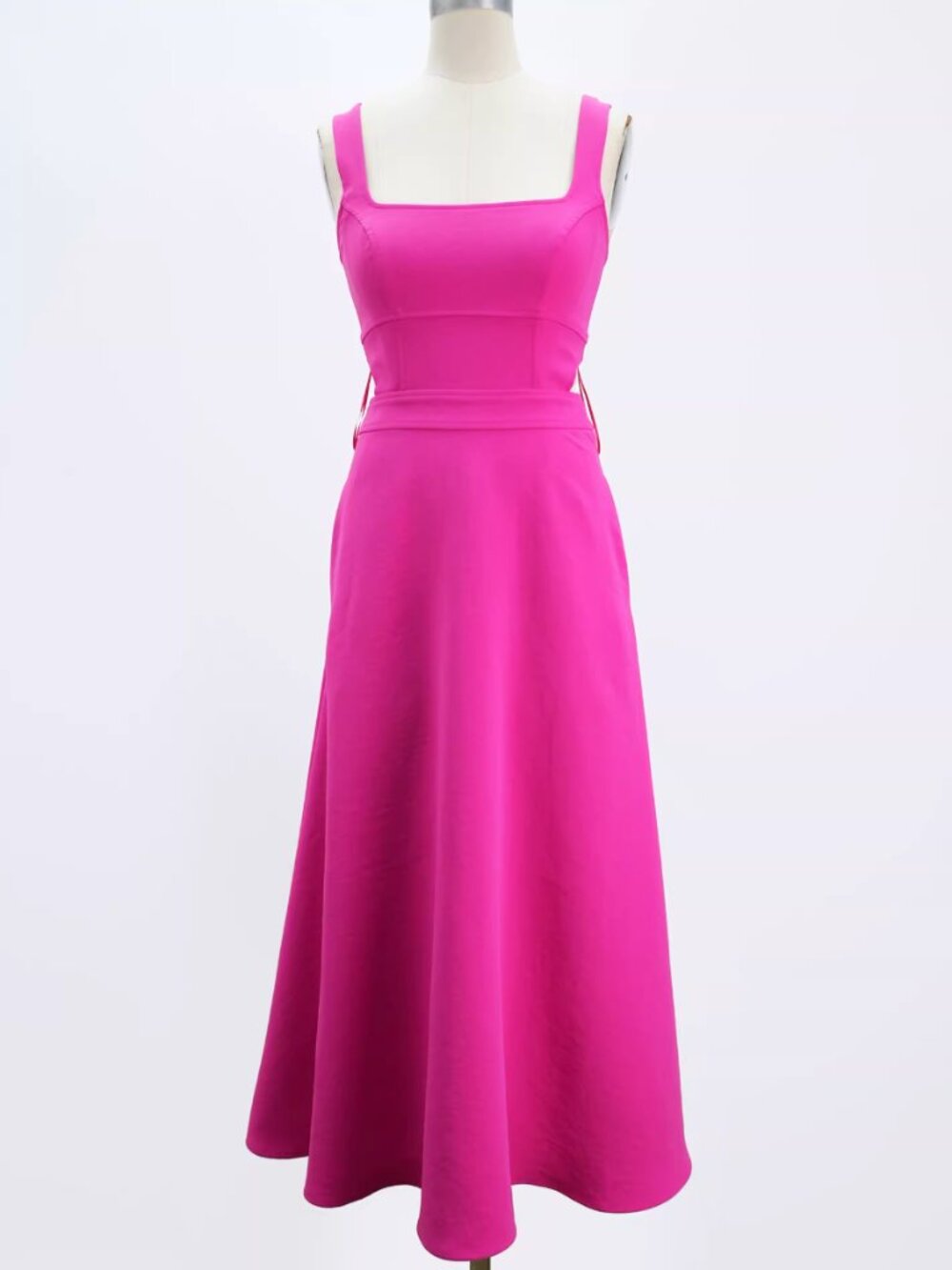 REISS Dina Waisted Midi Dress 0/4/6/8 Raspberry Pink Classic Party - Picture 6 of 11